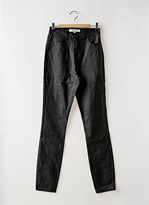 Pantalon slim tissage enduit taille haute noir BROADWAY femme