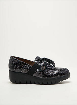 Mocassins tissage satiné talon de 4 à 6cm noir WONDERS femme