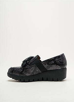Mocassins tissage satiné talon de 4 à 6cm noir WONDERS femme