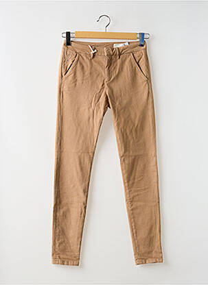 Pantalon chino tissage popeline taille normale marron REIKO femme