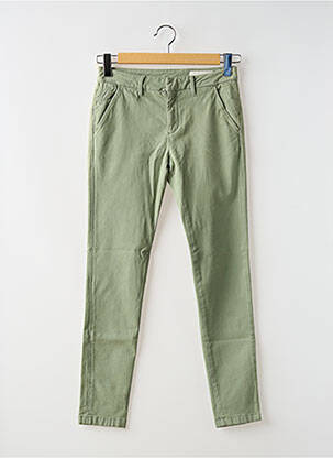 Pantalon chino tissage popeline taille normale vert REIKO femme