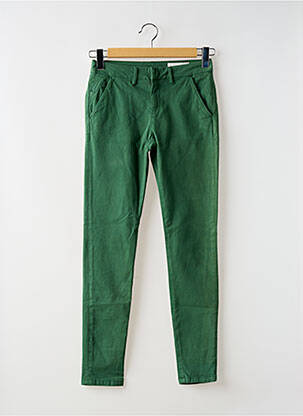 Pantalon chino tissage popeline taille normale vert fonce REIKO femme