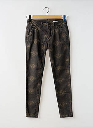 Pantalon 7/8 fermeture zippée sous rabat boutonné taille basse noir REIKO femme