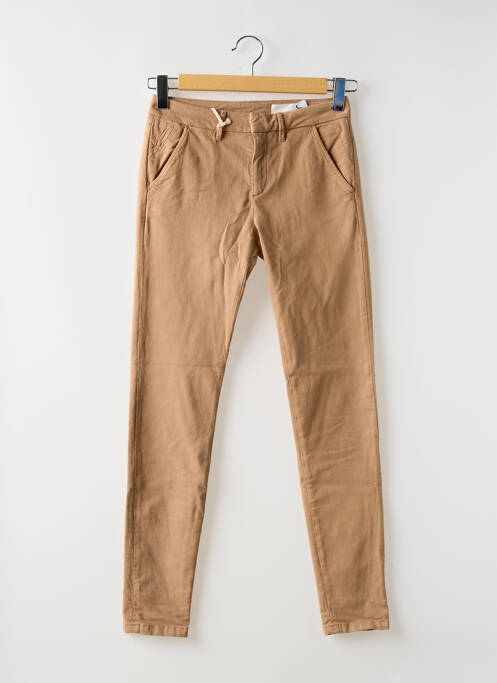 Pantalon chino tissage popeline taille normale marron REIKO femme