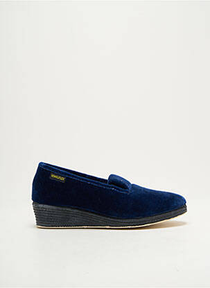 Chaussons/pantoufles tissage velours talon de 4 à 6cm bleu SEMELFLEX femme