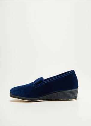 Chaussons/pantoufles tissage velours talon de 4 à 6cm bleu SEMELFLEX femme