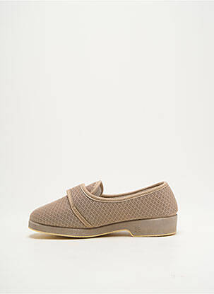 Chaussons/pantoufles tissage satiné talon plat jusqu'à 3cm beige SEMELFLEX femme