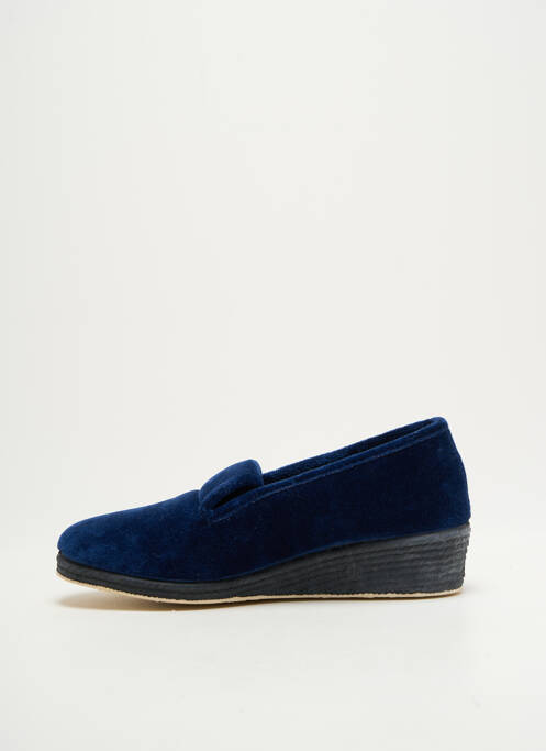 Chaussons/pantoufles tissage velours talon de 4 à 6cm bleu SEMELFLEX femme