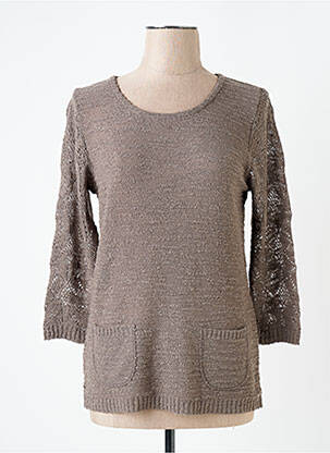 Pull coupe droite manches 3/4 gris DUGER femme