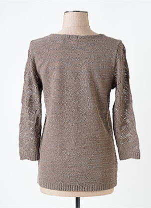 Pull coupe droite manches 3/4 gris DUGER femme