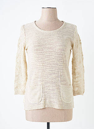 Pull coupe droite manches 3/4 beige DUGER femme