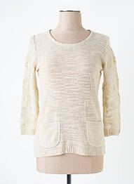 Pull maille ajourée manches 3/4 beige DUGER femme