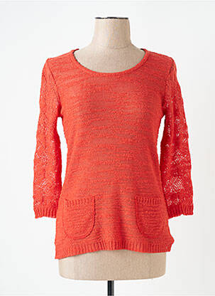 Pull coupe droite manches 3/4 orange DUGER femme