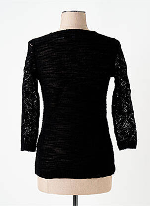 Pull coupe droite manches 3/4 noir DUGER femme
