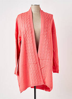 Gilet manches longues maille tricot orange DUGER femme