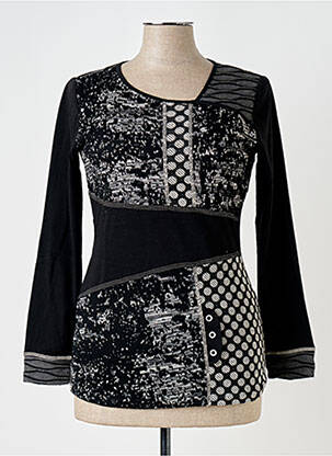 Pull coupe cintrée manches longues noir QUATRE VINGT JOURS femme