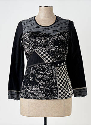 Pull coupe cintrée manches longues noir QUATRE VINGT JOURS femme