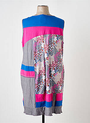Robe mi-longue imprimé fleurs sans manche rose S.QUISE femme
