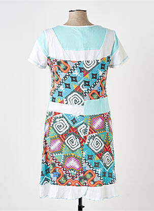 Robe mi-longue imprimé fantaisie manches courtes bleu S.QUISE femme