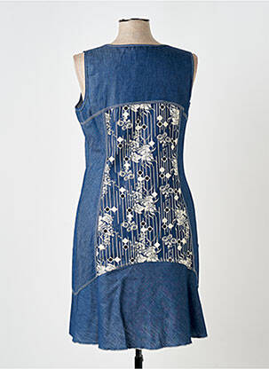 Robe mi-longue imprimé fleurs sans manche bleu S.QUISE femme
