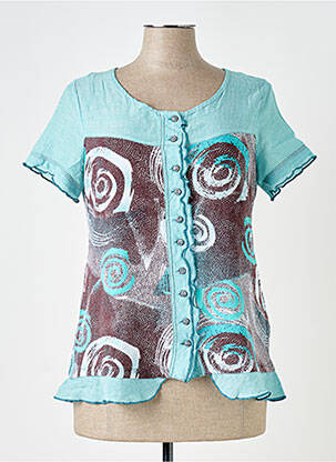 Chemisier coupe cintrée manches courtes bleu S.QUISE femme