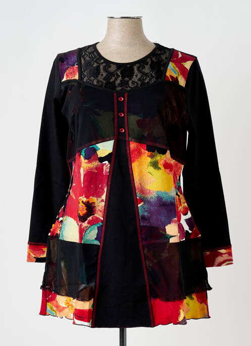 Tunique manches longues noir QUATRE VINGT JOURS pour femme