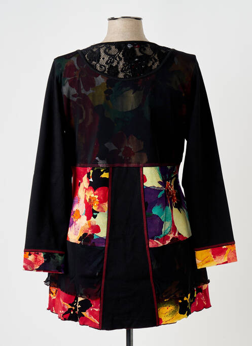 Tunique manches longues noir QUATRE VINGT JOURS pour femme