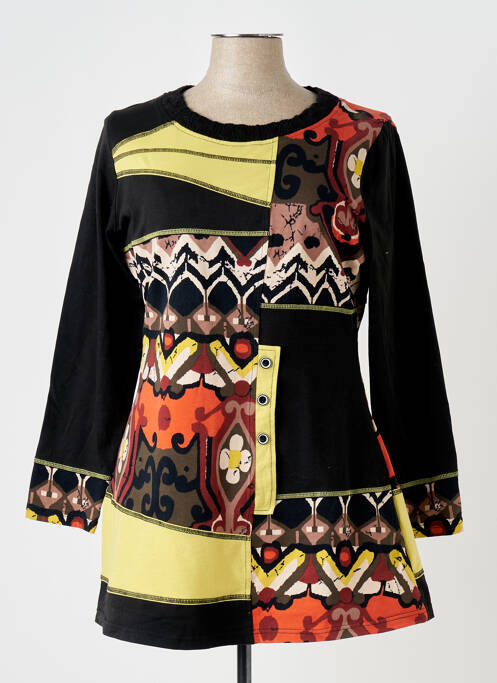 Tunique manches longues noir QUATRE VINGT JOURS pour femme