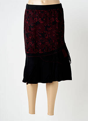 Jupe mi-longue stretch noir QUATRE VINGT JOURS femme