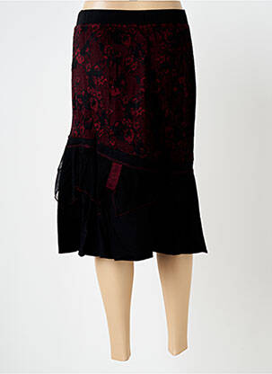 Jupe mi-longue stretch noir QUATRE VINGT JOURS femme