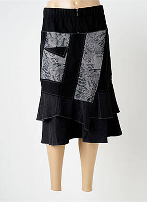 Jupe mi-longue stretch noir QUATRE VINGT JOURS femme