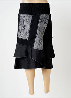 Jupe mi-longue stretch noir QUATRE VINGT JOURS femme