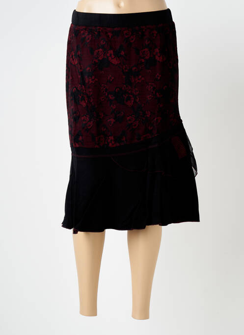 Jupe mi-longue coupe droite noir QUATRE VINGT JOURS femme