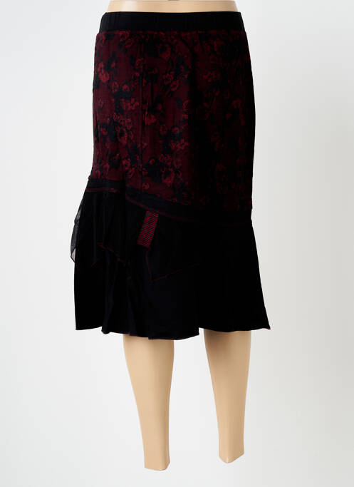 Jupe mi-longue coupe droite noir QUATRE VINGT JOURS femme