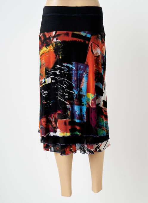 Jupe mi-longue noir QUATRE VINGT JOURS pour femme