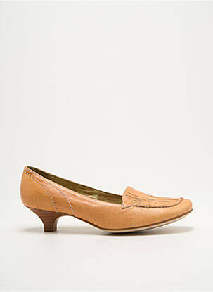 Mocassins tissage satiné talon de 4 à 6cm marron D'CHICAS femme