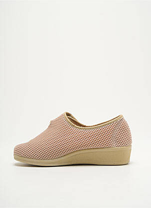 Chaussons/pantoufles fermeture scratch talon plat jusqu'à 3cm beige GOES femme