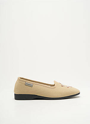 Chaussons/pantoufles tissage satiné talon plat jusqu'à 3cm beige SEMELFLEX femme
