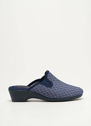 Chaussons/pantoufles impression talon de 4 à 6cm bleu SEMELFLEX femme