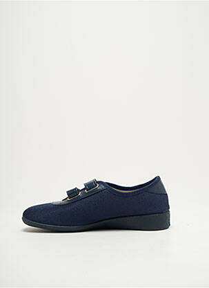 Chaussons/pantoufles fermeture scratch talon plat jusqu'à 3cm bleu SEMELFLEX femme