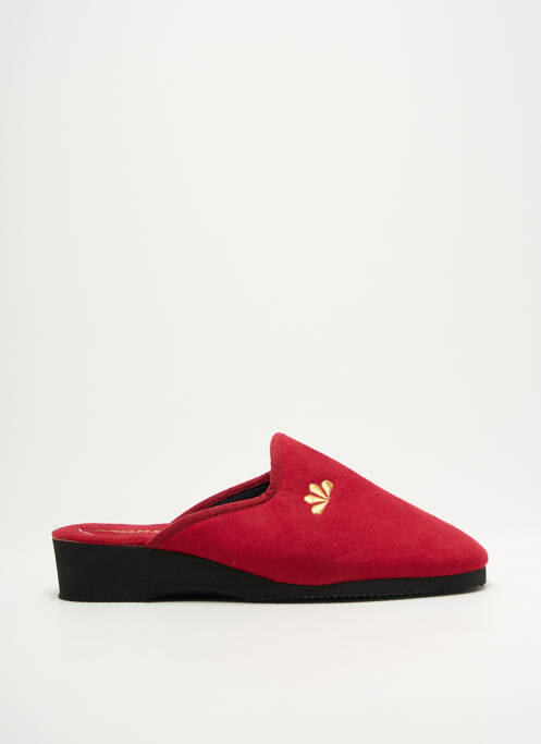 Chaussons/pantoufles tissage satiné talon de 4 à 6cm rouge SEMELFLEX femme