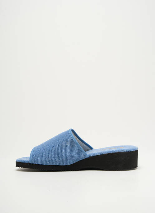 Chaussons/pantoufles tissage satiné talon de 4 à 6cm bleu SEMELFLEX femme