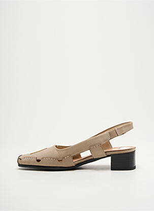 Sandales/nu pieds matière lisse talon de 4 à 6cm beige LUXAT femme