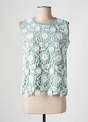 Pull resserrée sur le bas sans manche vert ROSE TONKA femme