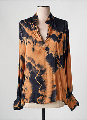Blouse poignets boutonnés avec fente manches longues orange LAUREN VIDAL femme