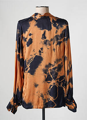 Blouse poignets boutonnés avec fente manches longues orange LAUREN VIDAL femme