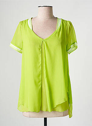 Top coupe fluide manches courtes vert MC PLANET femme