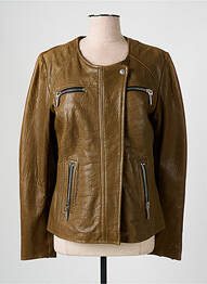 Veste en cuir poches vert ROSE GARDEN femme