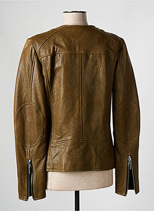 Veste en cuir poches vert ROSE GARDEN femme
