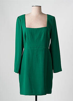 Robe courte fermeture zippée au dos manches longues vert MANGO femme